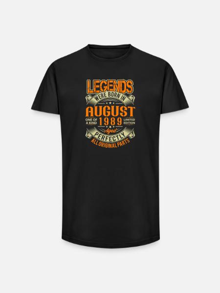 1989 August Birthday Legend - Long Fit Men's T-Shirt - black