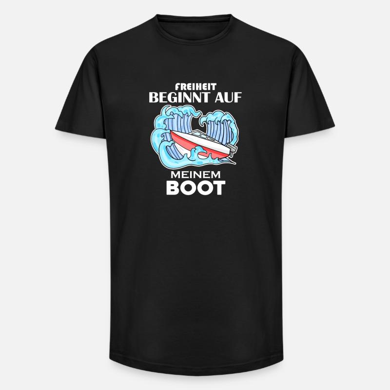 Motorboot Kapitän Boot Geschenk - Long Fit Männer T-Shirt - Schwarz