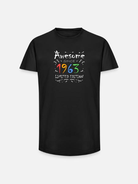 1963 - T-shirt coupe longue homme - noir