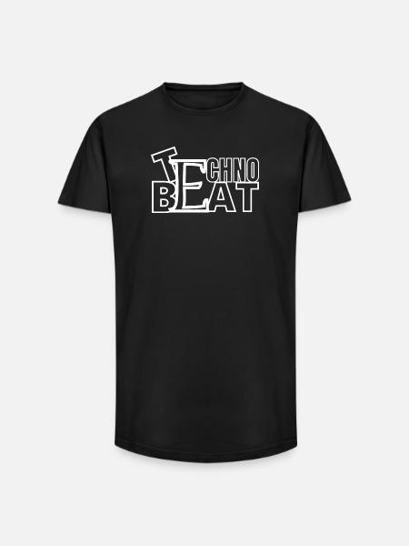 Motif techno, tenue de festival, style de fête - T-shirt coupe longue homme - noir