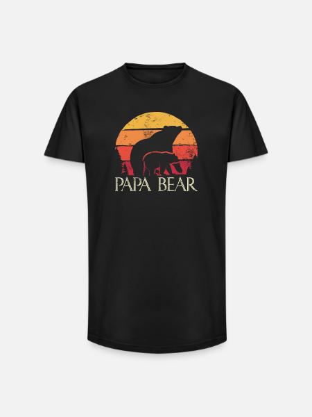 Papa Bear Sunset Logo - Long Fit Männer T-Shirt - Schwarz