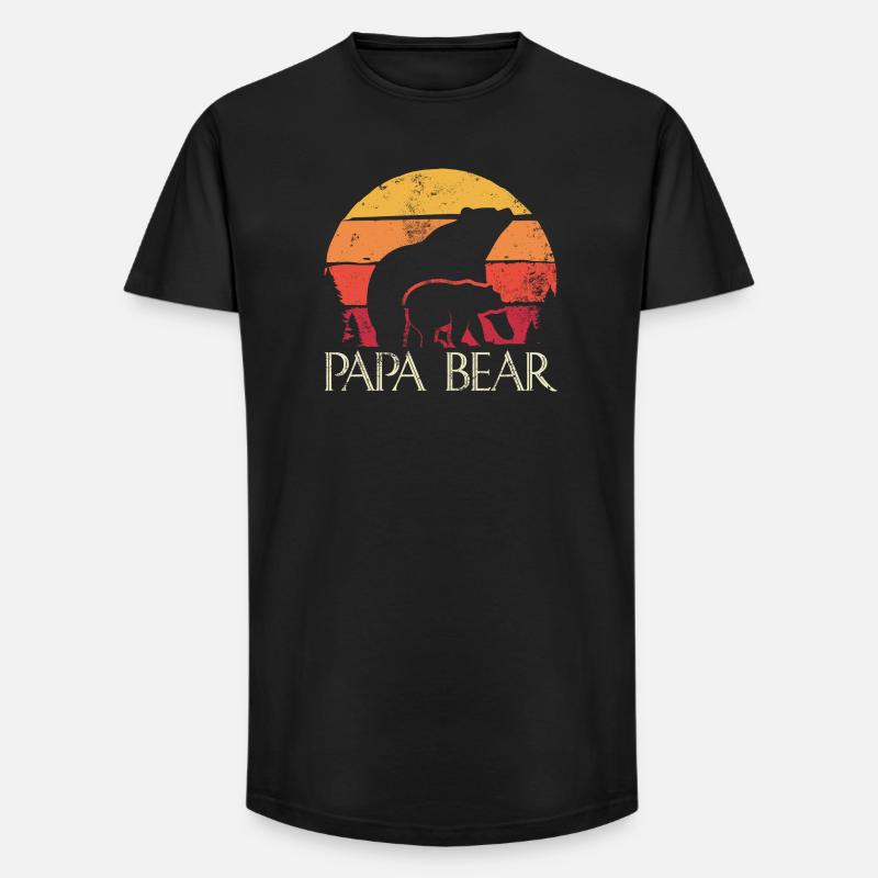 Papa Bear Sunset Logo - Long Fit Männer T-Shirt - Schwarz