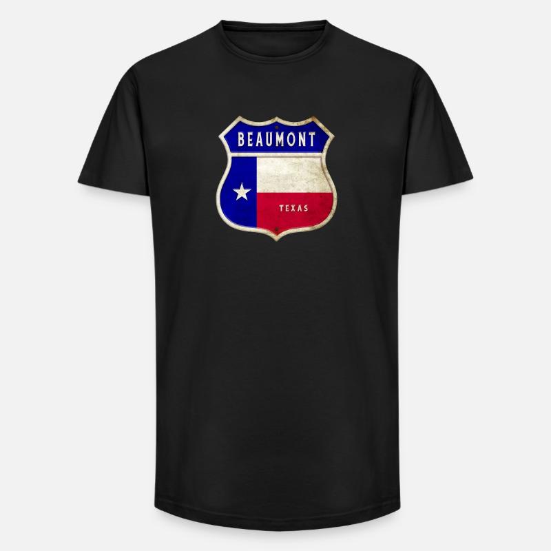 Drapeaux de l'écusson Beaumont Texas - T-shirt coupe longue homme - noir