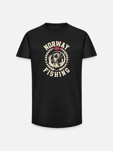 Norwegia Wędkarstwo Fishing Tour - T-shirt męski o długim kroju - czarny