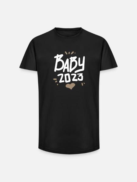 Baby 2023 Heart - Long Fit Men's T-Shirt - black