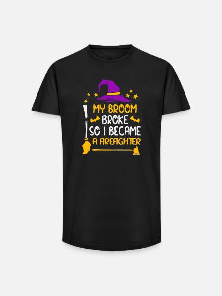 Broom Broken Firefighter Heroine - Long Fit Men's T-Shirt - black