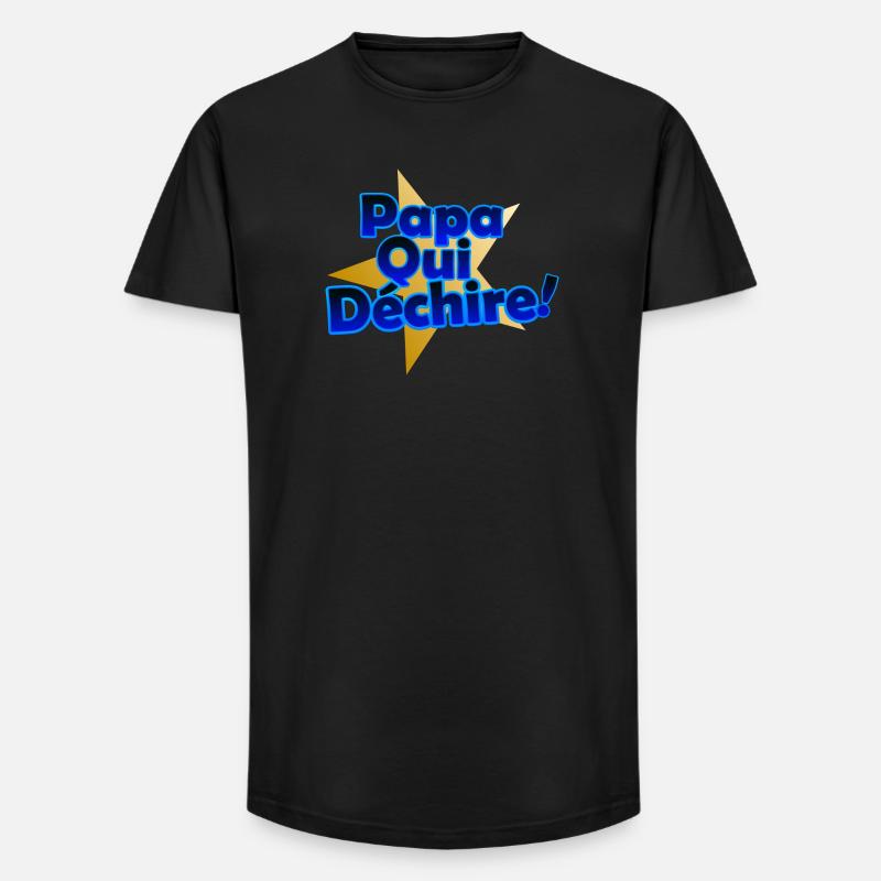Papa Qui Déchire en Éclats - T-shirt coupe longue homme - noir