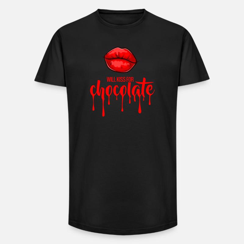 Wird sich für Schokolade (dunkel) küssen - Long Fit Männer T-Shirt - Schwarz