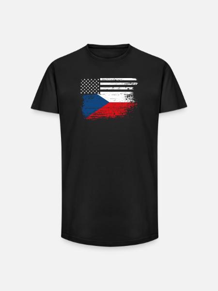 Drapeau Fusion US Tchèque - T-shirt coupe longue homme - noir