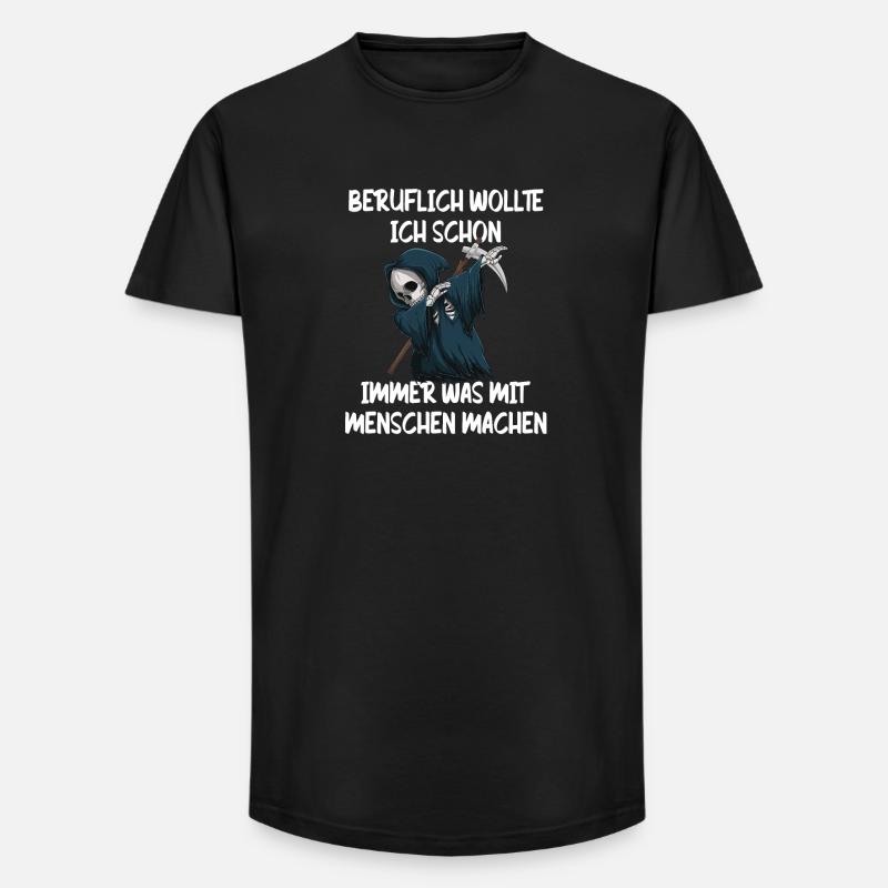 Sensenmann Berufswunsch Mit Menschen - Long Fit Männer T-Shirt - Schwarz