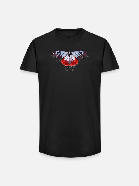 Butterfly with blue and red spots - Long Fit Men's T-Shirt - black