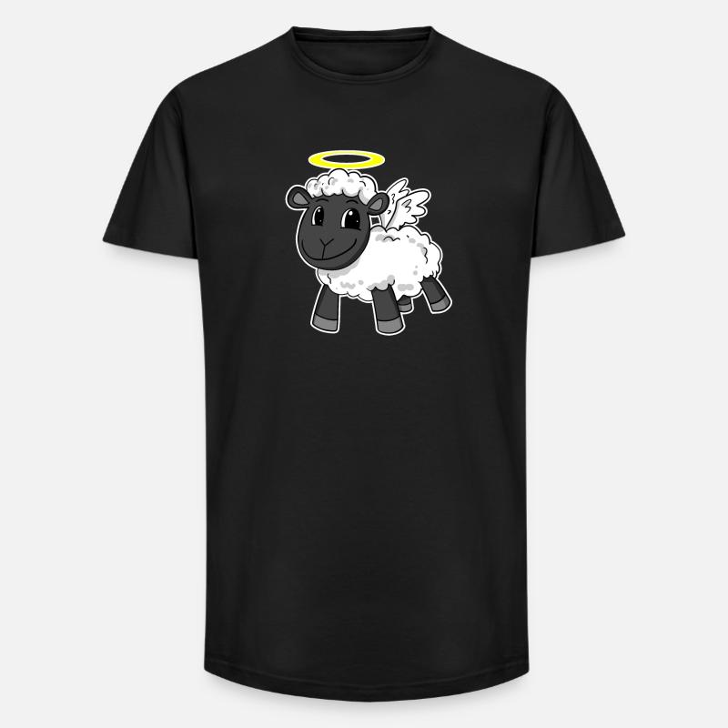 Schaf Engel - Long Fit Männer T-Shirt - Schwarz