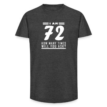 J’ai 72 ans – 72e anniversaire - T-shirt coupe longue homme - charbon - Devant - AI Model Male 185 light (185cm)