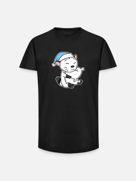 Chat race American Bobtail - T-shirt coupe longue homme - noir
