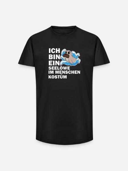 Walross - Long Fit Männer T-Shirt - Schwarz