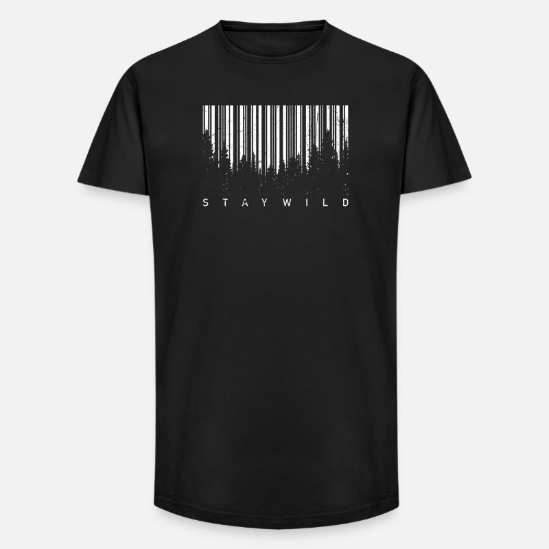 Silhouette de code-barres forestière - T-shirt coupe longue homme - noir