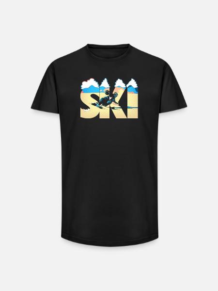 Ski Pop Art Côte - T-shirt coupe longue homme - noir