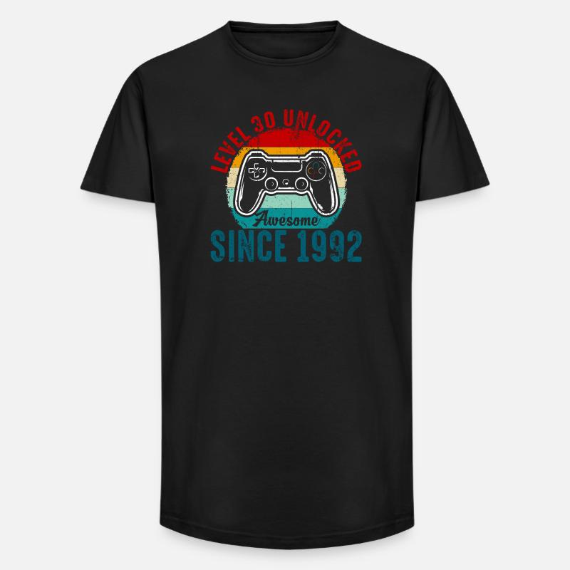 Level 30 Entsperrtes Retro-Controller-Tee - Long Fit Männer T-Shirt - Schwarz