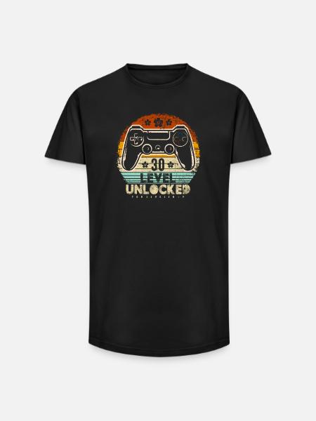 Thirty Unlocked Retro Controller - Long Fit Men's T-Shirt - black