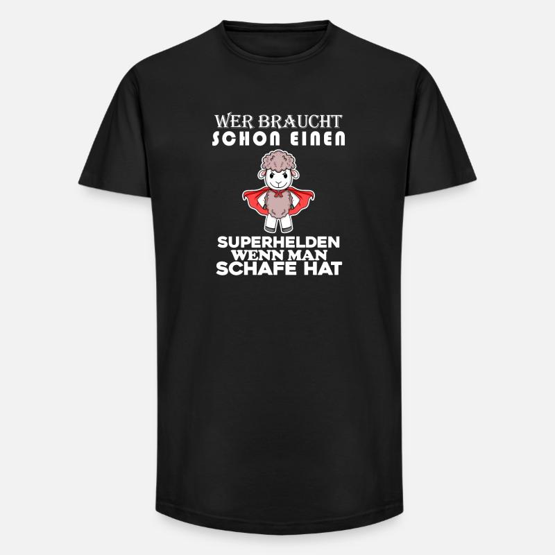 Schaf Superheld Hirte - Long Fit Männer T-Shirt - Schwarz
