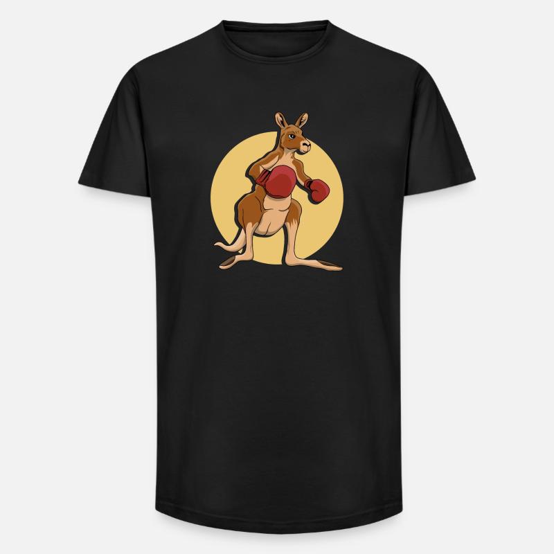 Känguru-Boxer - Long Fit Männer T-Shirt - Schwarz
