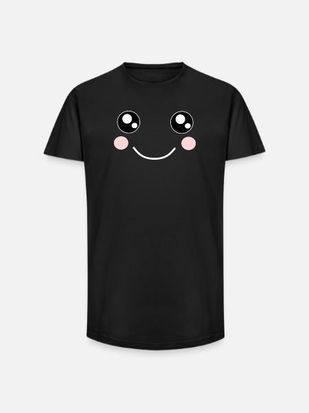 Kawaii, eyes, face - Long Fit Men's T-Shirt - black