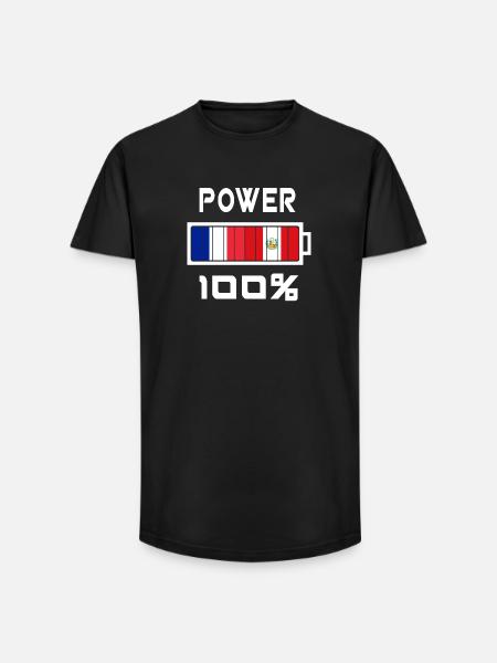 Pérou et France Power 100 % - T-shirt coupe longue homme - noir
