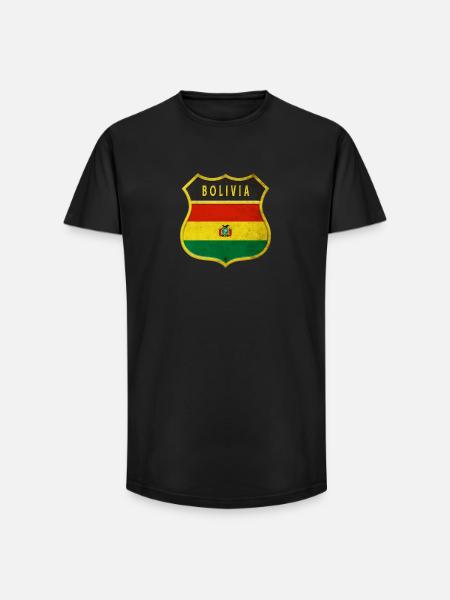 Bolivien Wappen Flaggen Design - Long Fit Männer T-Shirt - Schwarz
