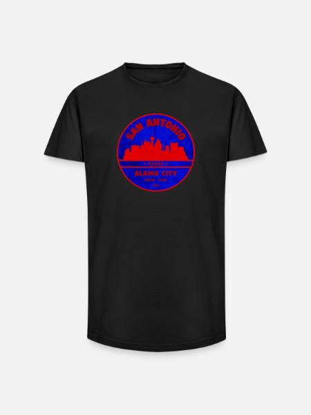San Antonio Skyline Retro Badge - Long Fit Men's T-Shirt - black