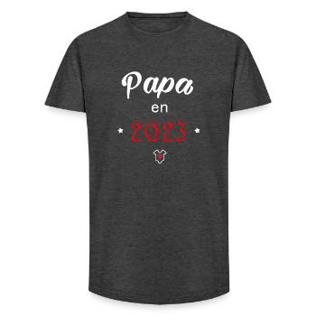 Papa en 2023 - T-shirt coupe longue homme - charbon - Devant - AI Model Male 185 light (185cm)