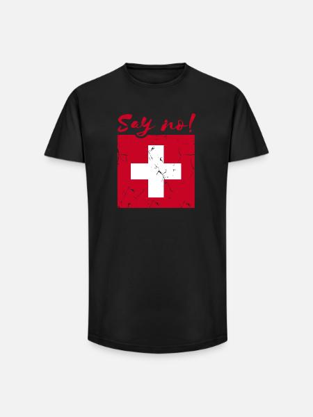 Dites non Suisse - T-shirt coupe longue homme - noir
