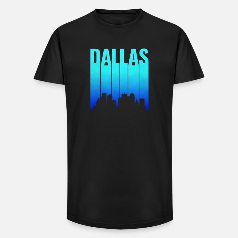 Dallas Skyline Gradient Typografie - Long Fit Männer T-Shirt - Schwarz