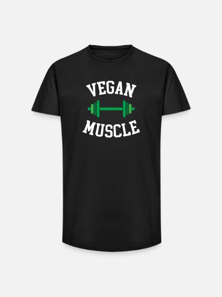 Muscle végétalien - T-shirt coupe longue homme - noir