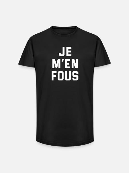 JE M'EN FOUS - T-shirt coupe longue homme - noir