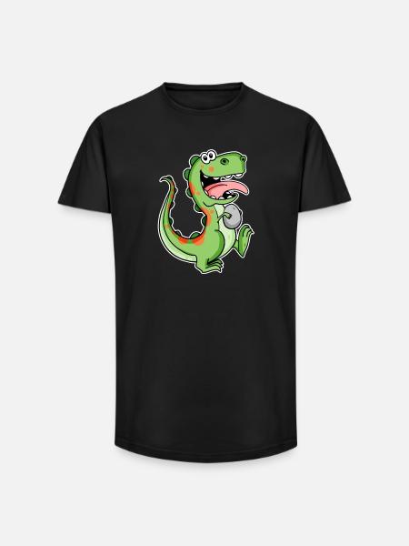 Dinosaur with Baby Dinosaur Egg - Long Fit Men's T-Shirt - black