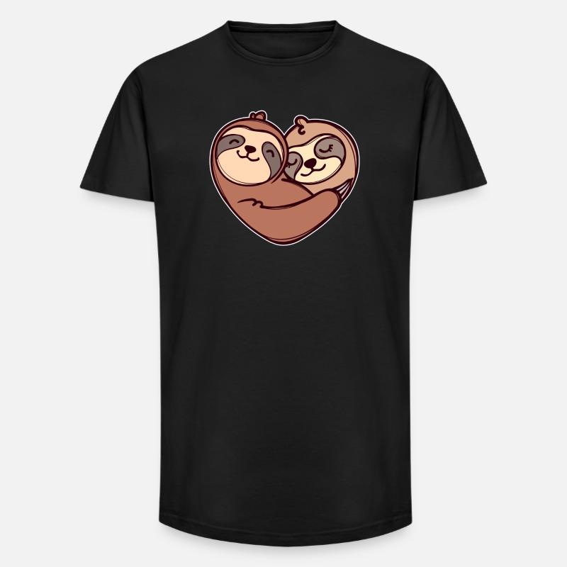 Faultier Herz Schlafen Säugetier Urwaldbewohner - Long Fit Männer T-Shirt - Schwarz