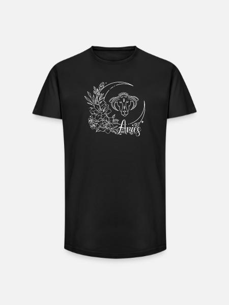 Moonlit Floral Dog Alexis - Long Fit Men's T-Shirt - black