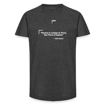 Zitat von Albert E. - Phantasie & Wissen - Long Fit Männer T-Shirt - Anthrazit - Vorne - AI Model Male 185 light (185cm)