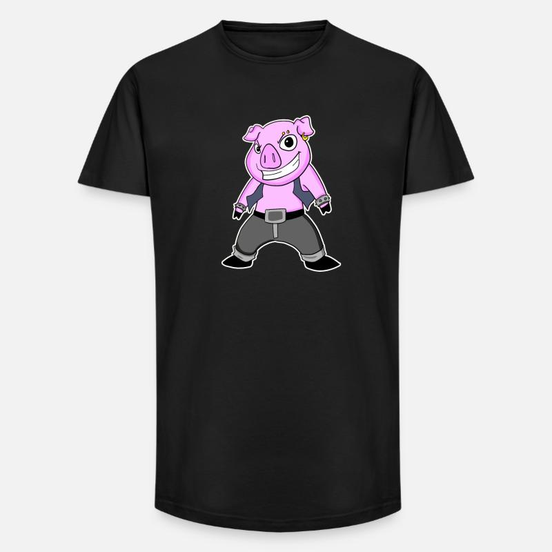 Cool Schwein - Long Fit Männer T-Shirt - Schwarz