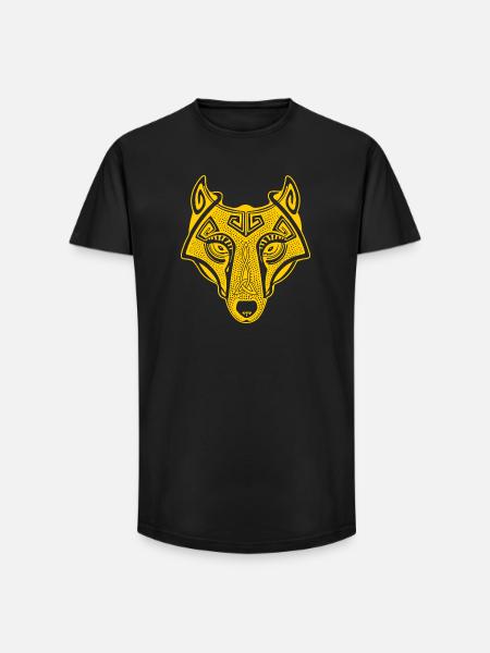 Viking Wolf yellow transparent - Long Fit Men's T-Shirt - black