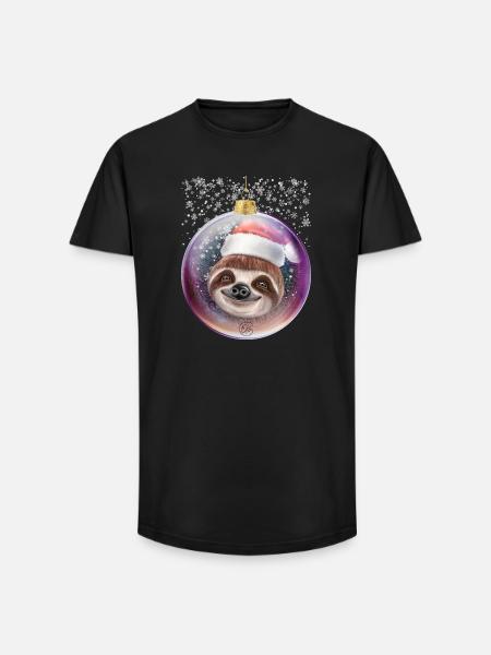 Funny Sloth Christmas Snow - Long Fit Men's T-Shirt - black