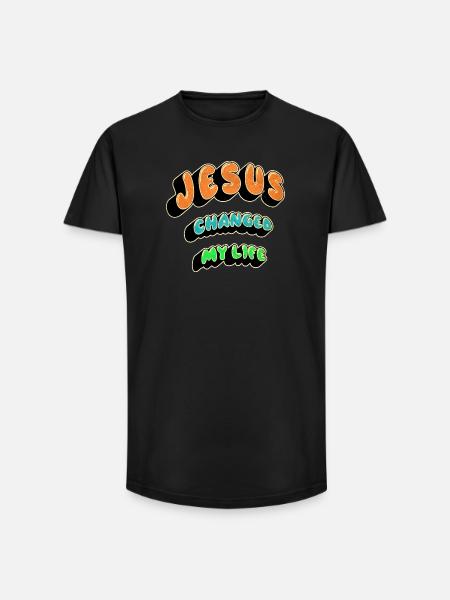 Jesus changed my life - Long Fit Men's T-Shirt - black