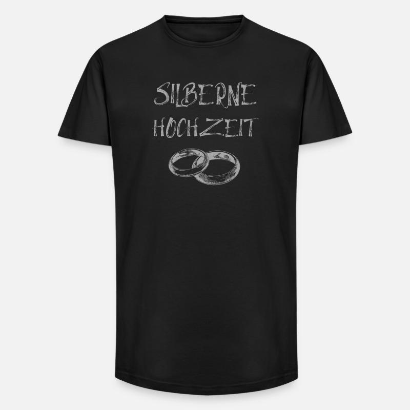 Silberne Hochzeit Text Silberne Eheringe - Long Fit Männer T-Shirt - Schwarz