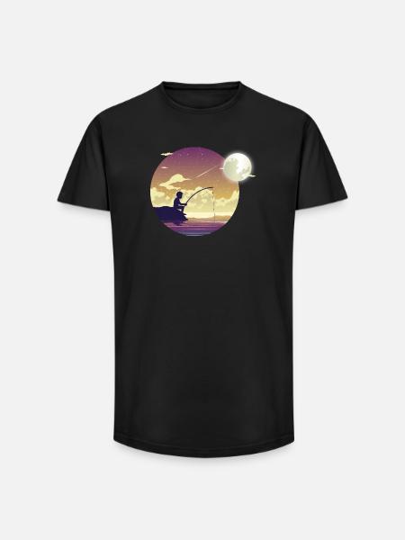 Moonlight fisherman - Long Fit Men's T-Shirt - black