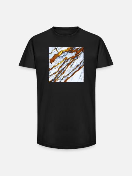 white marble meets gold - Long Fit Men's T-Shirt - black