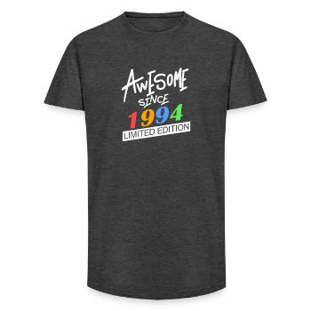 1994 - Born 1994 - Year of birth 1994 - Long Fit Men's T-Shirt - charcoal grey - Front - AI Model Male 185 light (185cm)