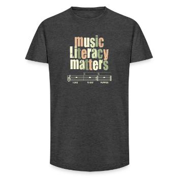 Music Literacy Matters - Long Fit Männer T-Shirt - Anthrazit - Vorne - AI Model Male 185 light (185cm)
