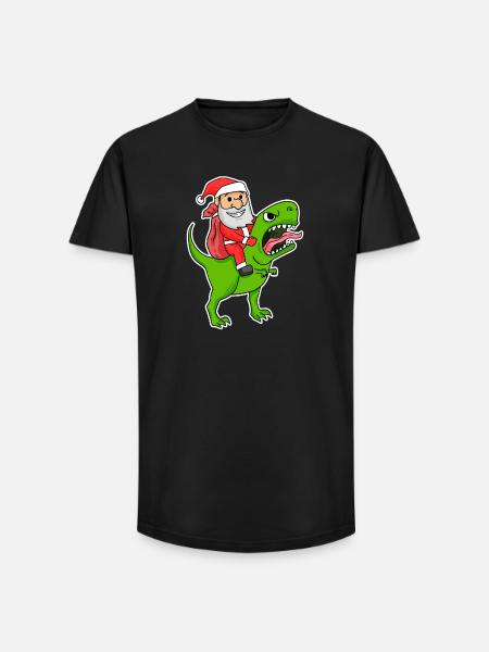 Santa Claus Dinosaurs - Long Fit Men's T-Shirt - black