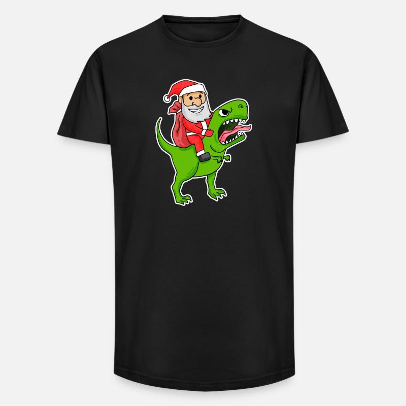 Weihnachtsmann Dinosaurier - Long Fit Männer T-Shirt - Schwarz