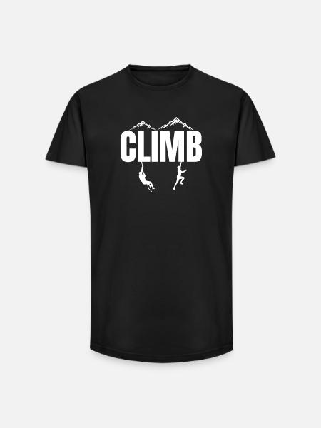 climbing, mountain, climb, climber - Long Fit Men's T-Shirt - black